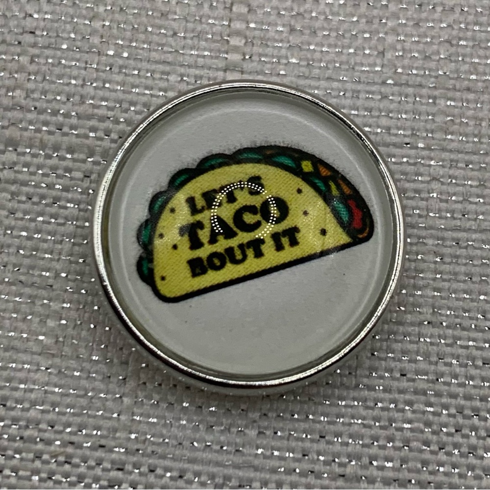 TACO - Let’s Taco About It - Snap Button Charm - 18mm/20mm - Made in the USA